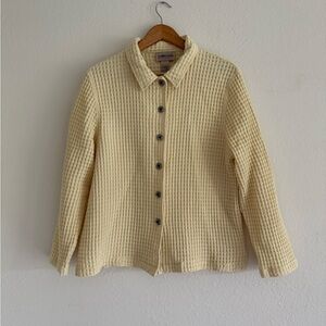 Sag Harbor butter yellow Waffle-Knit Button-Up
